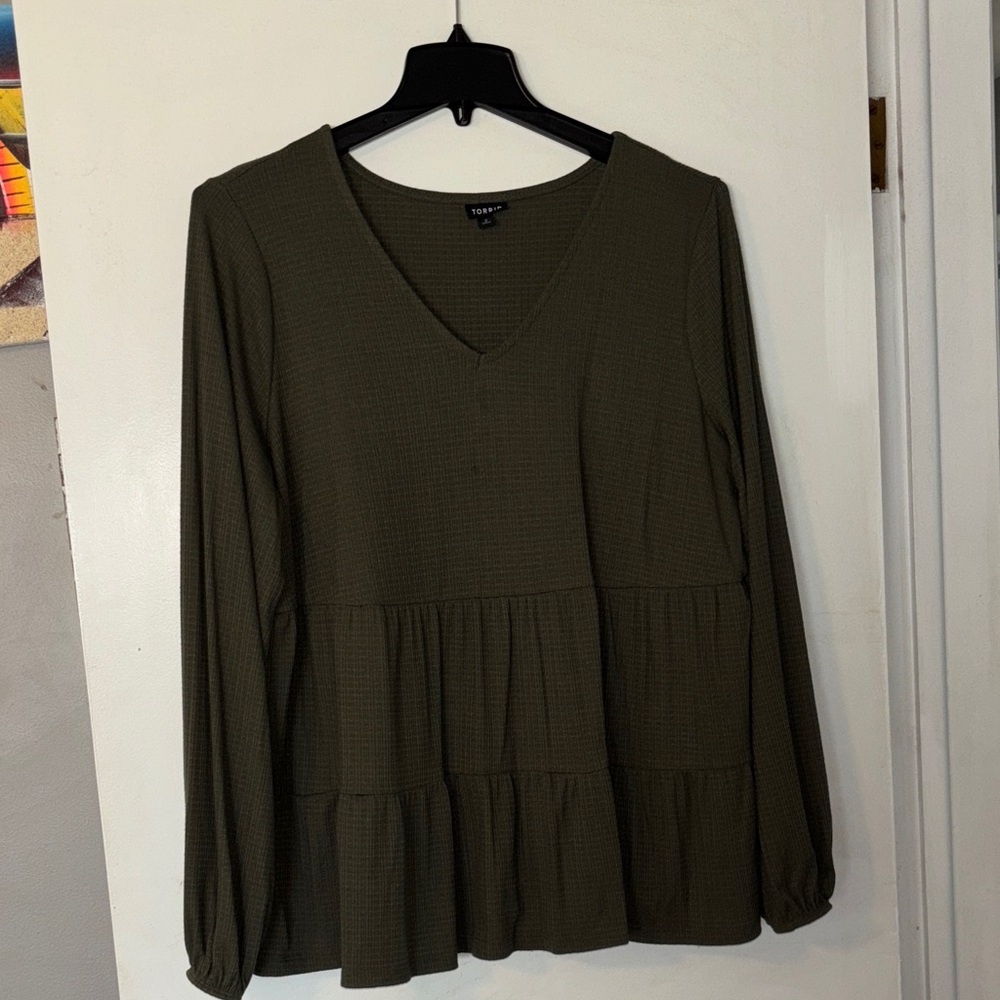 Torrid Olive V-Neck Blouse